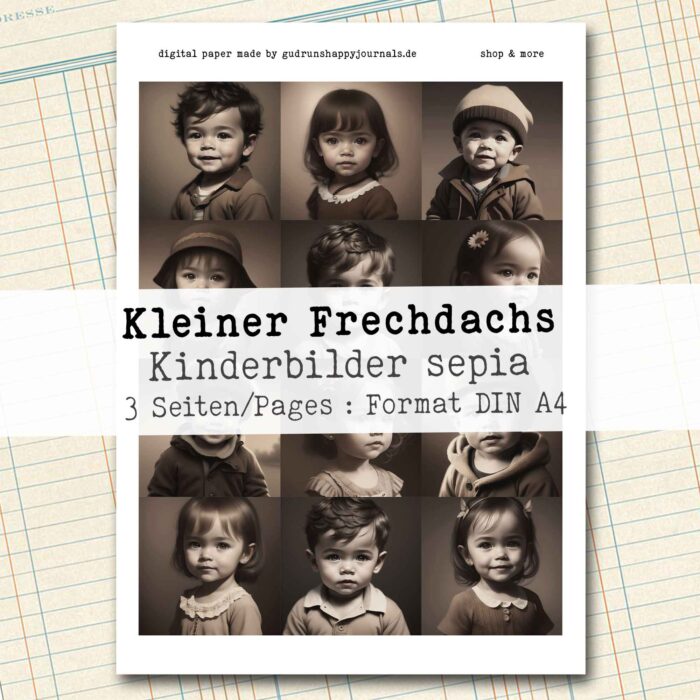Kleiner Frechdachs, vintage Kinderbilder, sepiafarben, 3 Seiten [Digital] – Bild 4