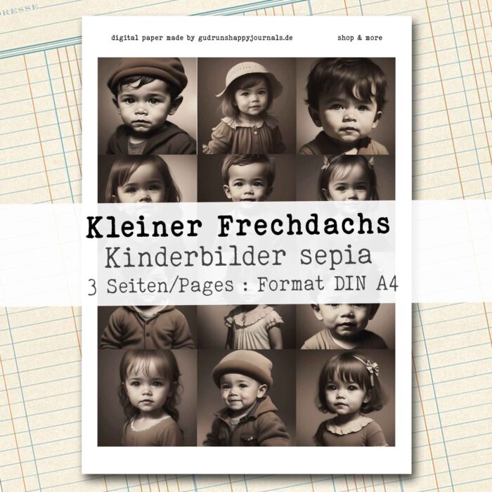 Kleiner Frechdachs, vintage Kinderbilder, sepiafarben, 3 Seiten [Digital] – Bild 3