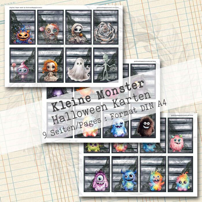 Niedliche Monster, Halloween Karten, 9 Seiten [Digital] – Bild 3