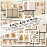 Mappe mit antiken Kräuteraquarellen in 2 Größen, 25 Seiten [Digital]