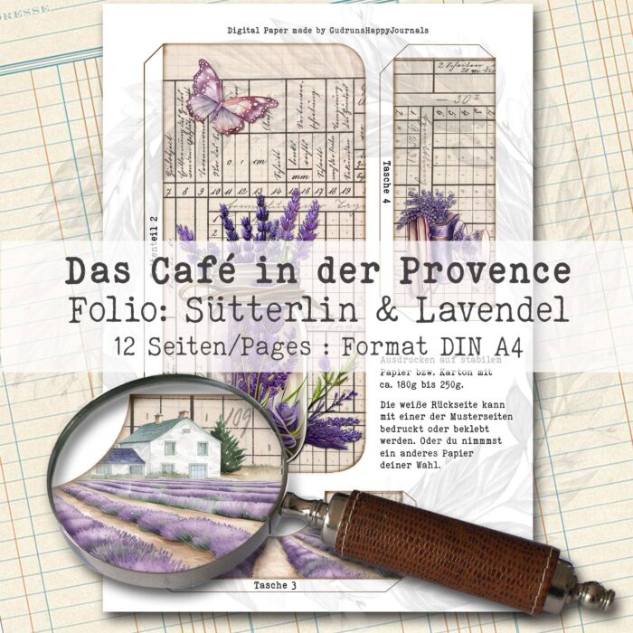 Das Café in der Provence, Sütterlin + Lavendel, Folio Bastelset, 12 Seiten [Digital] – Bild 2