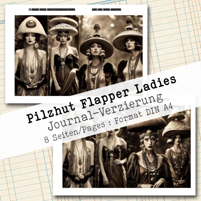 Pilzhut Flapper Ladies, Journal Verzierung, 8 Seiten [Digital] – Bild 6