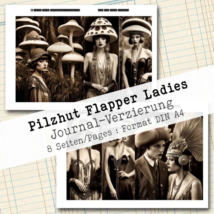 Pilzhut Flapper Ladies, Journal Verzierung, 8 Seiten [Digital] – Bild 5