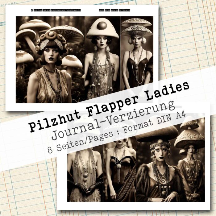 Pilzhut Flapper Ladies, Journal Verzierung, 8 Seiten [Digital] – Bild 4