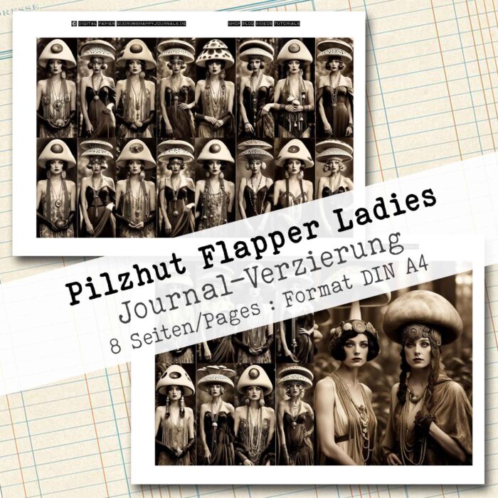 Pilzhut Flapper Ladies, Journal Verzierung, 8 Seiten [Digital] – Bild 3