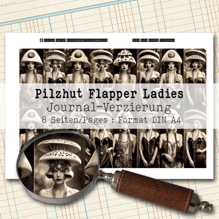 Pilzhut Flapper Ladies, Journal Verzierung, 8 Seiten [Digital] – Bild 2