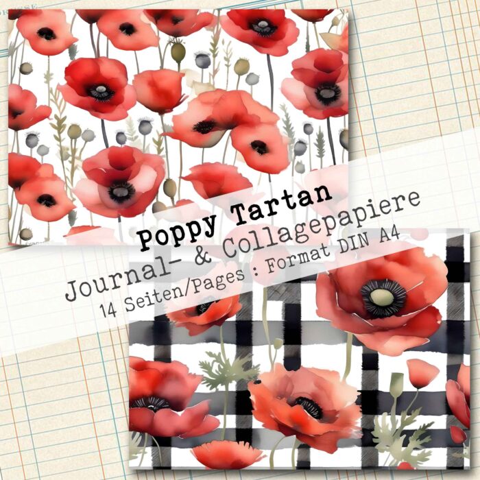 Poppy Tartan, Journal- & Collagepapiere, 14 Seiten [Digital] – Bild 9