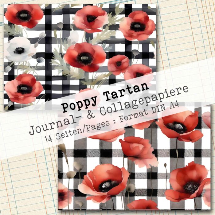 Poppy Tartan, Journal- & Collagepapiere, 14 Seiten [Digital] – Bild 7