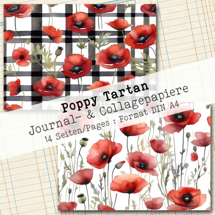 Poppy Tartan, Journal- & Collagepapiere, 14 Seiten [Digital] – Bild 6