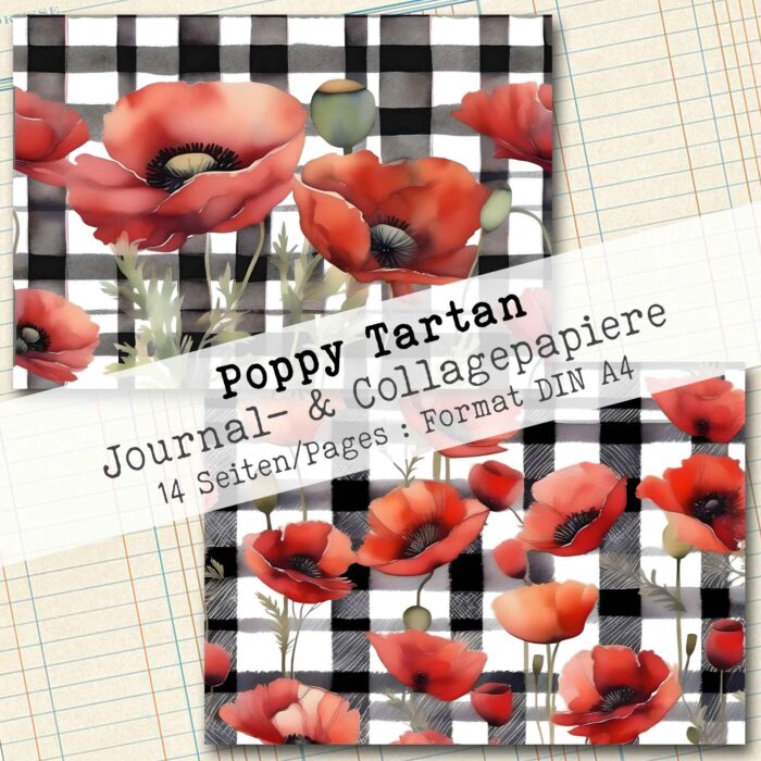 Poppy Tartan, Journal- & Collagepapiere, 14 Seiten [Digital] – Bild 5