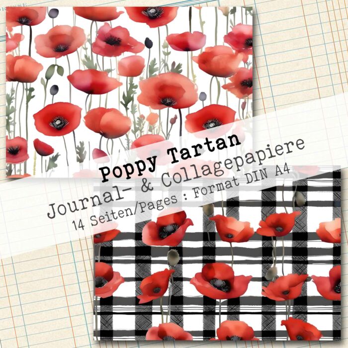 Poppy Tartan, Journal- & Collagepapiere, 14 Seiten [Digital] – Bild 4