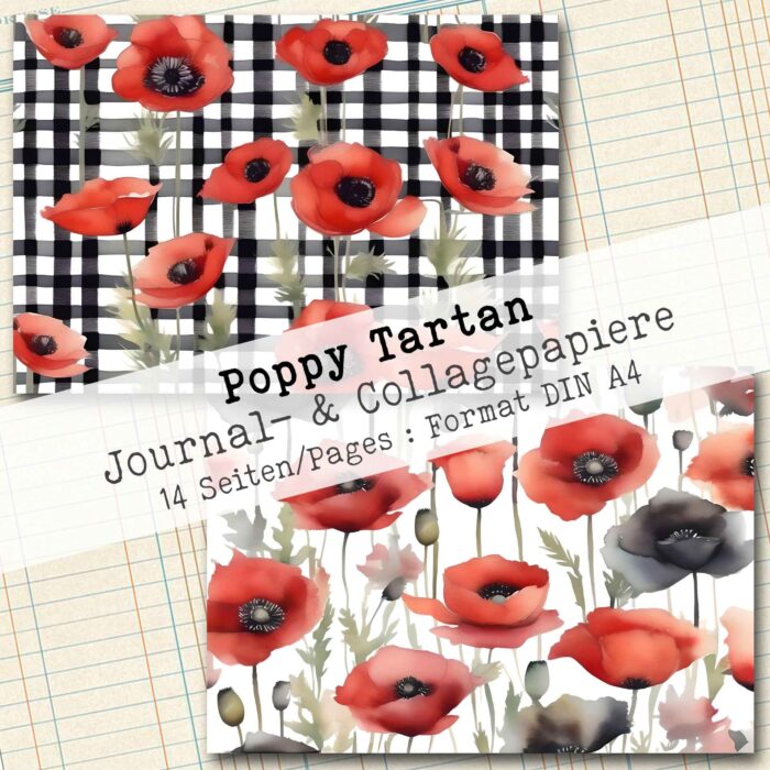 Poppy Tartan, Journal- & Collagepapiere, 14 Seiten [Digital] – Bild 3