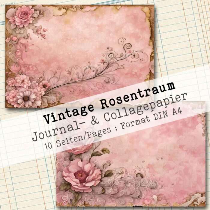 Vintage Rosentraum, Journal- & Collagepapier, 10 Seiten [Digital] – Bild 6