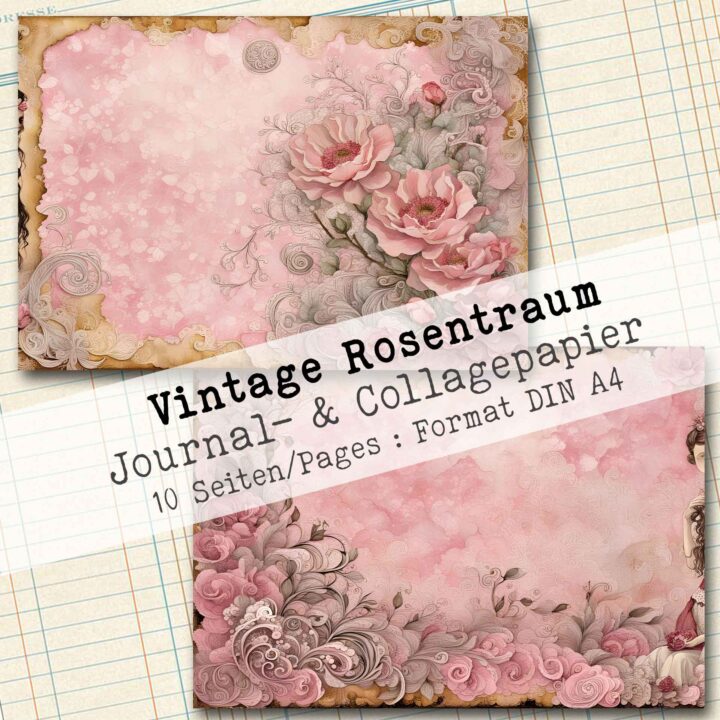 Vintage Rosentraum, Journal- & Collagepapier, 10 Seiten [Digital] – Bild 3