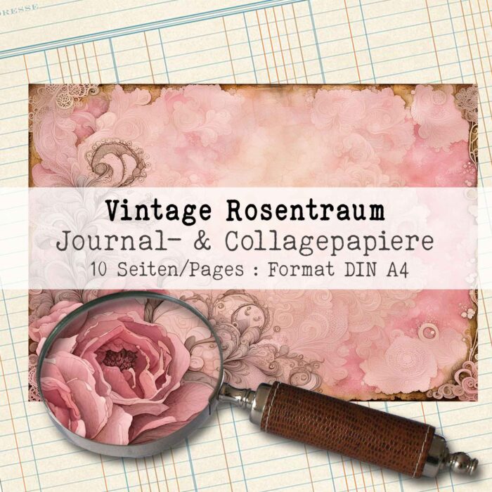 Vintage Rosentraum, Journal- & Collagepapier, 10 Seiten [Digital] – Bild 2
