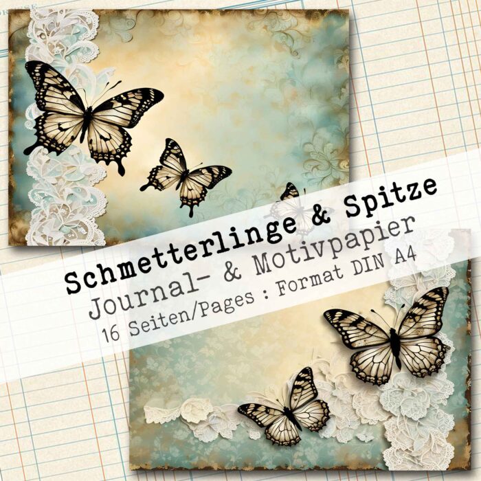Schmetterlinge & Spitzen, Motivpapier, 16 Seiten [Digital] – Bild 5