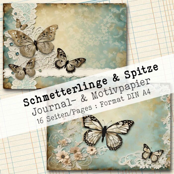 Schmetterlinge & Spitzen, Motivpapier, 16 Seiten [Digital] – Bild 4