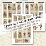 Vintage Typen aus aller Welt 1888, Zigarettenkarten, 3 Seiten [Digital]