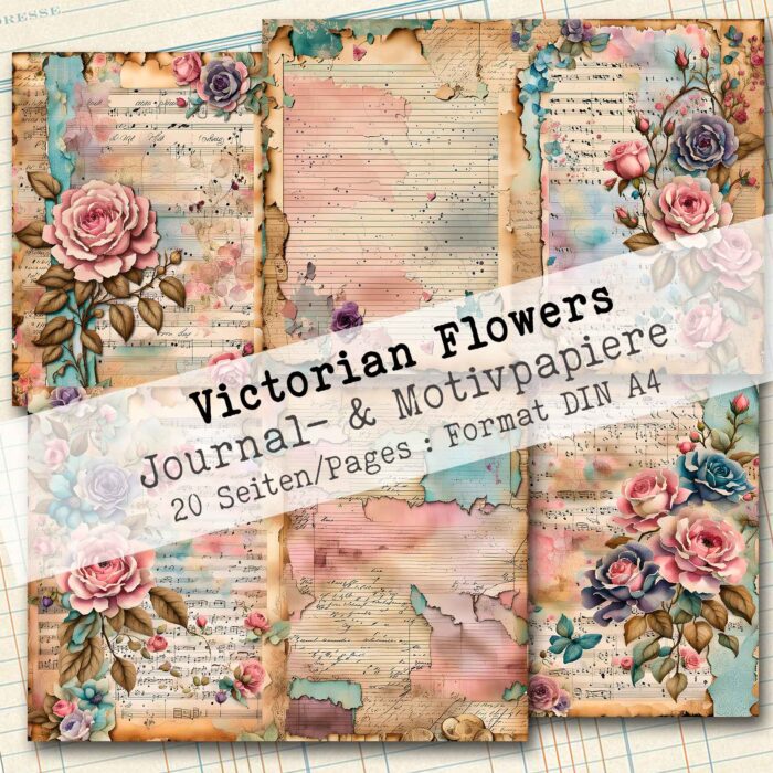 Victorian Flowers, Journal- & Motivpapier, 22 Seiten [Digital] – Bild 6