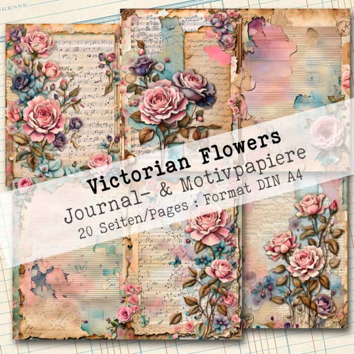 Victorian Flowers, Journal- & Motivpapier, 22 Seiten [Digital] – Bild 5
