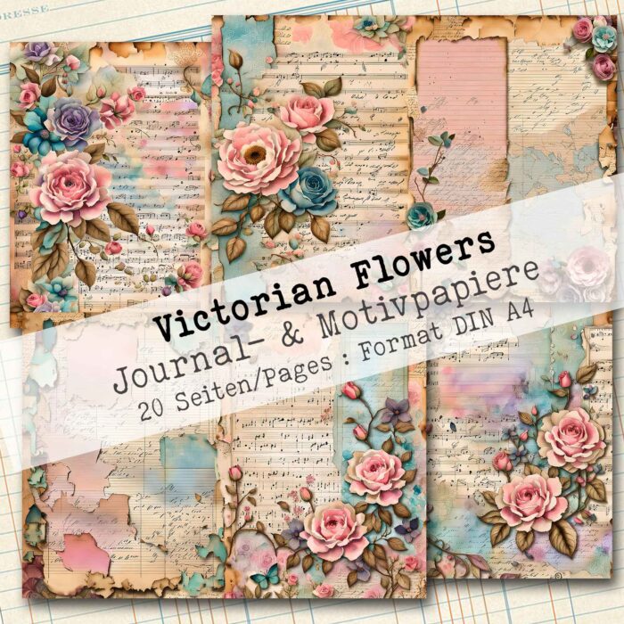 Victorian Flowers, Journal- & Motivpapier, 22 Seiten [Digital] – Bild 4