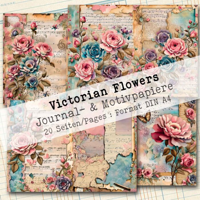 Victorian Flowers, Journal- & Motivpapier, 22 Seiten [Digital] – Bild 3