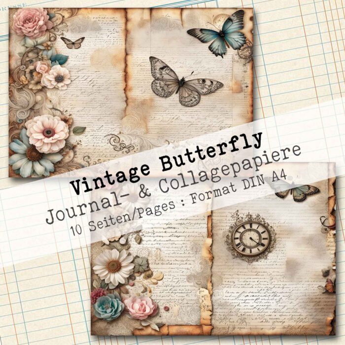 Vintage Butterfly, Motivpapier, 10 Seiten [Digital] – Bild 7