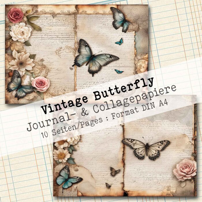 Vintage Butterfly, Motivpapier, 10 Seiten [Digital] – Bild 6
