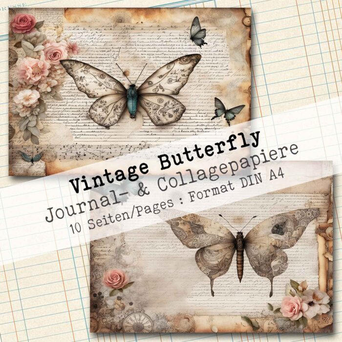 Vintage Butterfly, Motivpapier, 10 Seiten [Digital] – Bild 5
