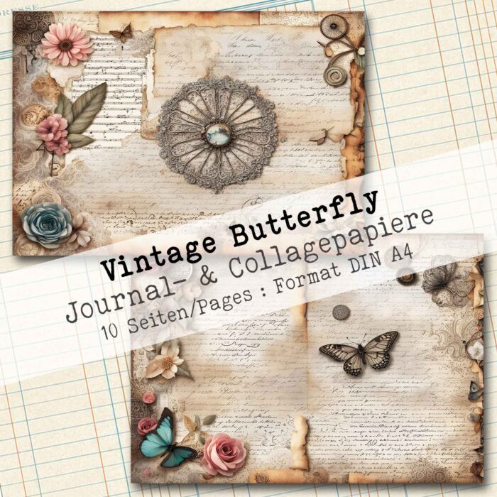 Vintage Butterfly, Motivpapier, 10 Seiten [Digital] – Bild 4