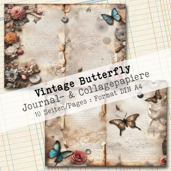 Vintage Butterfly, Motivpapier, 10 Seiten [Digital] – Bild 3