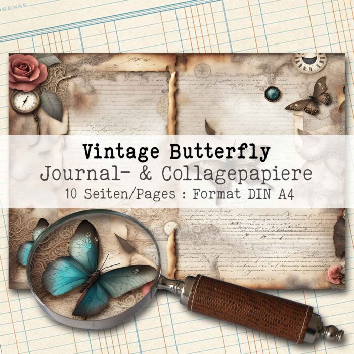 Vintage Butterfly, Motivpapier, 10 Seiten [Digital] – Bild 2