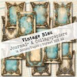 Vintage Blau, Hintergrund- & Collagepapier, 14 Seiten [Digital]