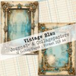 Vintage Blau, Hintergrund- & Collagepapier, 14 Seiten [Digital] – Bild 9