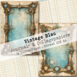 Vintage Blau, Hintergrund- & Collagepapier, 14 Seiten [Digital] – Bild 8