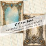 Vintage Blau, Hintergrund- & Collagepapier, 14 Seiten [Digital] – Bild 5