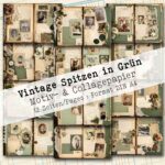 Vintage Spitzen in Grün, Motivpapier, 12 Seiten [Digital]