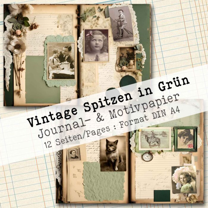 Vintage Spitzen in Grün, Motivpapier, 12 Seiten [Digital] – Bild 8