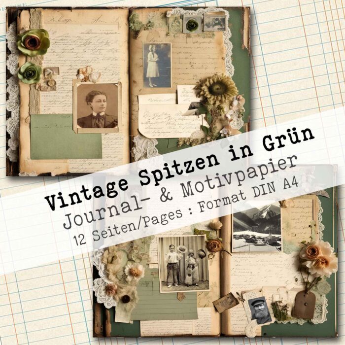 Vintage Spitzen in Grün, Motivpapier, 12 Seiten [Digital] – Bild 5