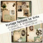 Vintage Spitzen in Grün, Motivpapier, 12 Seiten [Digital] – Bild 3