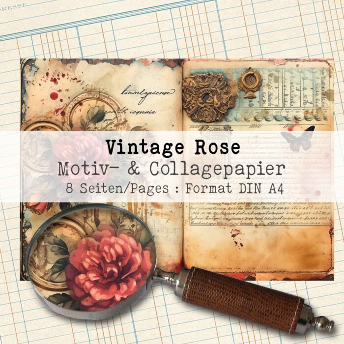 Vintage Rose, Motiv- & Collagepapier, 8 Seiten [Digital] – Bild 2