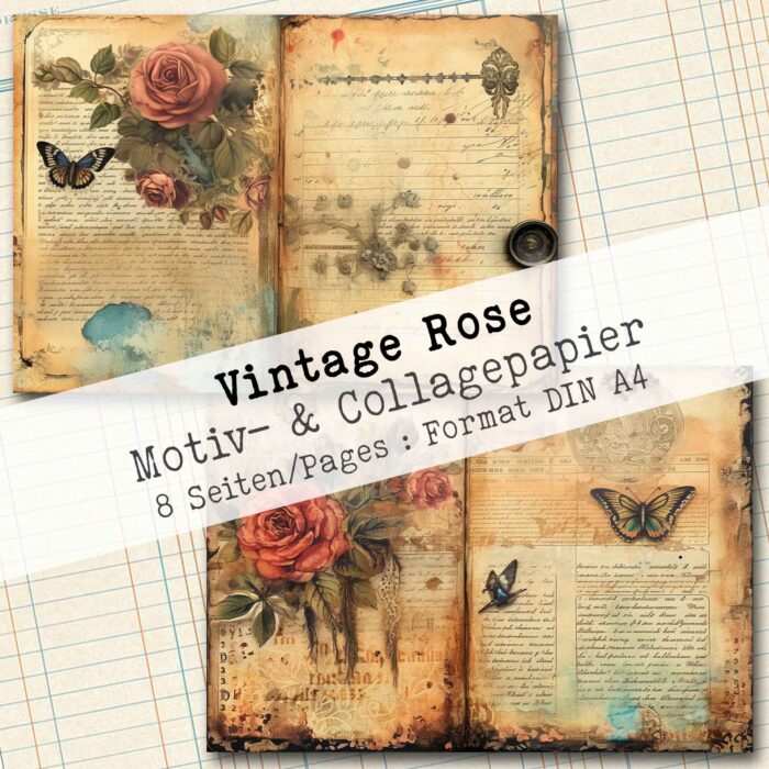 Vintage Rose, Motiv- & Collagepapier, 8 Seiten [Digital] – Bild 5