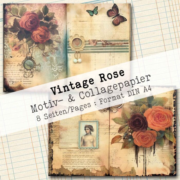 Vintage Rose, Motiv- & Collagepapier, 8 Seiten [Digital] – Bild 4