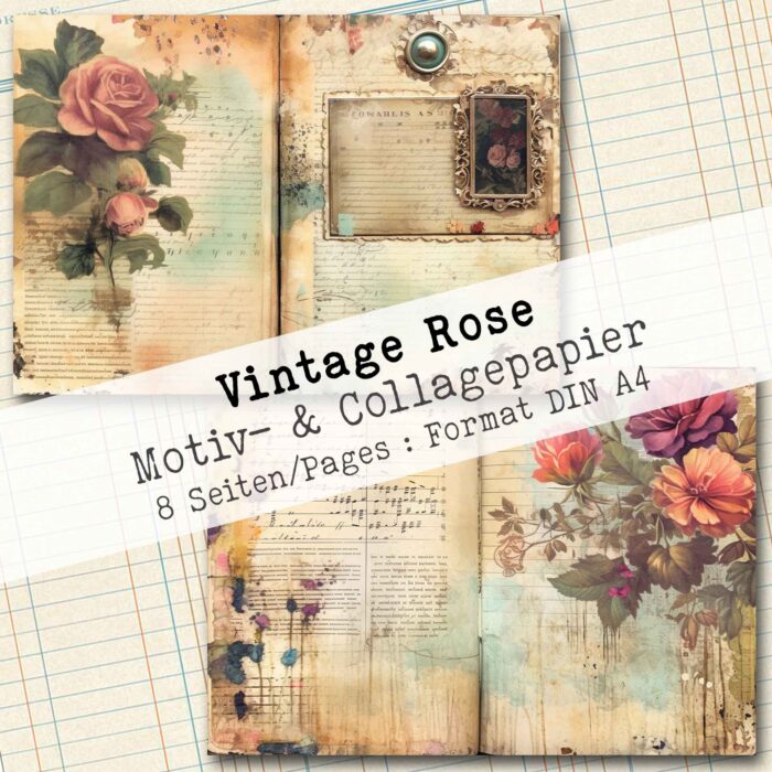 Vintage Rose, Motiv- & Collagepapier, 8 Seiten [Digital] – Bild 3