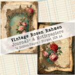 Vintage Rosen Rahmen, Journal- & Motivpapiere, 14 Seiten [Digital] – Bild 6