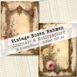Vintage Rosen Rahmen, Journal- & Motivpapiere, 14 Seiten [Digital] – Bild 5