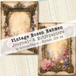 Vintage Rosen Rahmen, Journal- & Motivpapiere, 14 Seiten [Digital] – Bild 4