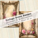 Vintage Rosen Rahmen, Journal- & Motivpapiere, 14 Seiten [Digital] – Bild 3