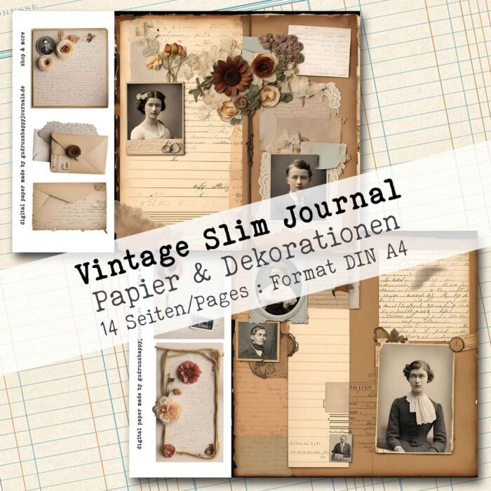 Vintage Slim Journal, Papier & Dekorationen, 14 Seiten [Digital] – Bild 9