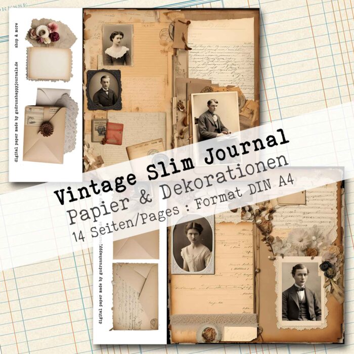 Vintage Slim Journal, Papier & Dekorationen, 14 Seiten [Digital] – Bild 8